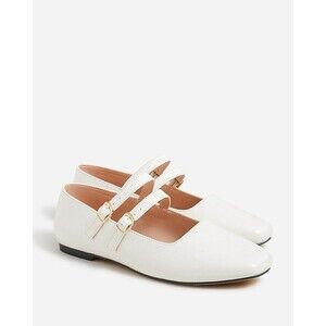 J. Crew Crewcuts Girls Double Strap Ballet Flats Ivory Size K5 NWT